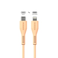 MICRODIA Fruitywire Liquid Silicon PD60W 1.3m USB-C to Lightning Cable - Peach