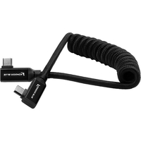 Kondor Blue Coiled USB C Right Angle Braided Cable - 30-60cm - Black