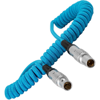 Kondor Blue LEMO to LEMO 2 Pin 0B Male Coiled Power Cable for ARRI - Teradek - Blue
