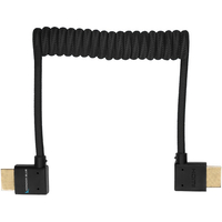 Kondor Blue Right Angle Full HDMI Cable For On-Camera Monitors Braided Coiled - 30-60cm - Black
