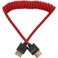 Kondor Blue Coiled Full HDMI Cable - 30-60cm - Cardinal Red
