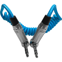 Kondor Blue Coiled 3.5mm Right Angle TRS Stereo Audio Cable - 30cm to 60cm
