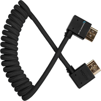 Kondor Blue Right Angle Full HDMI Cable For On-Camera Monitors Braided Coiled - 30-60cm - Black