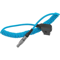 Kondor Blue Coiled D-Tap to LEMO 2 Pin 0B Male Power Cable for Zcam / Teradek - Blue