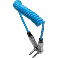 Kondor Blue Coiled 3.5mm Right Angle TRS Stereo Audio Cable - 30cm to 60cm