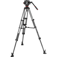 Manfrotto MVK504XTWINMC 504X Fluid Video Head & MVTTWINMC Carbon Fiber Tripod with Mid-Level Spreader