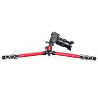 Leofoto LA-324C Athena Series 4 Section Water Resistant Carbon Fibre Tripod with Red LH-40LR Ball Head