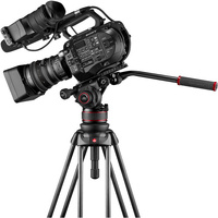 Manfrotto MVK612TWINGC 612 Nitrotech Fluid Video Head and Carbon Fiber Twin Leg Tripod with Ground Spreader