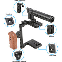 CAMVATE Camera Cage with Top and Side Handle and Tripod Mount Plate