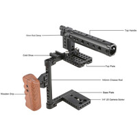 CAMVATE Camera Cage with Top and Side Handle and Tripod Mount Plate