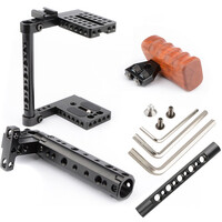 CAMVATE Camera Cage with Top and Side Handle and Tripod Mount Plate