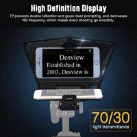 Desview T2 Broadcast Teleprompter compatible with smartphone, tablet for Mirrorless and DSLR shooting