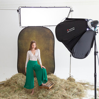 Manfrotto LL LB5705 Vintage Reversible Collapsible Background - 5x7' - Tobacco/Olive