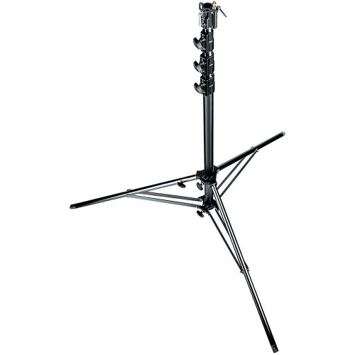 Manfrotto 269BU Treppiede Super Nero Con Gamba Di Livellamento – Altezza Max 455 Cm, Carico 35 Kg, Per Studio E Esterni