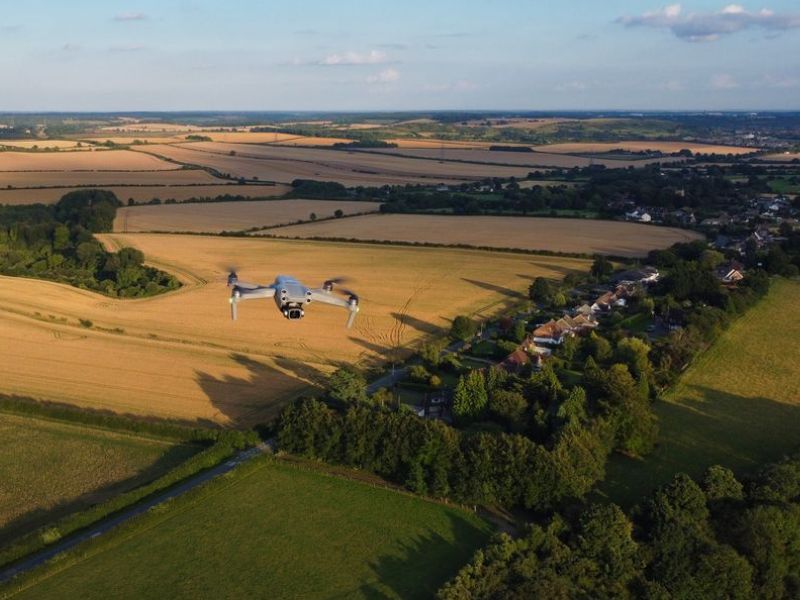 Drone capturing aerial adventure footage