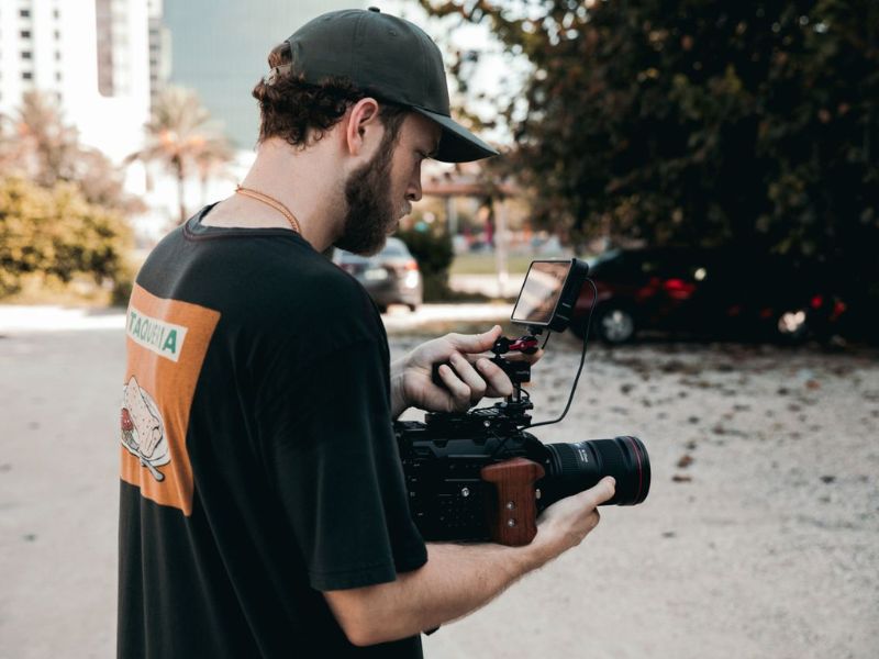 Cine camera on a professional film set
