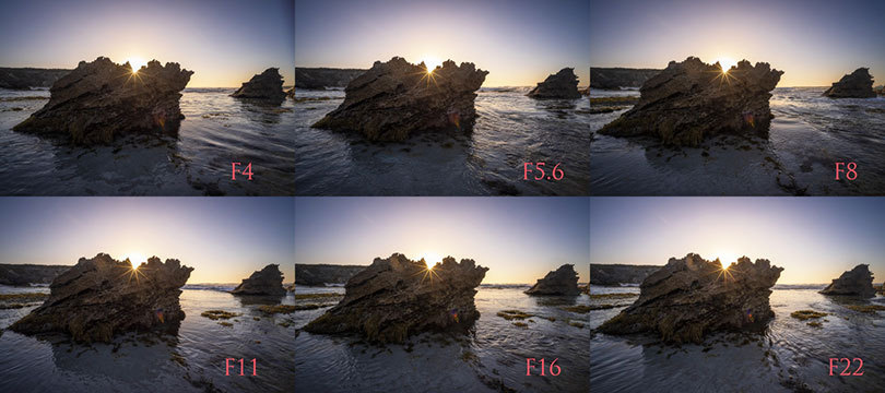 capture Sunstars from f/4 to f/22