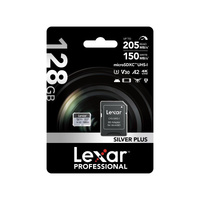Lexar 128GB Micro SD SILVER PLUS Card 205MBS V30