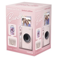 Fujifilm Instax Mini EVO Camera Bundle with Case & Film - Rose Pink