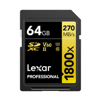 Lexar Pro 64GB 270MB/s GOLD SD Card V60 UHSII