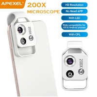 Apexel 200X Clip on Macro Lens - Close Up Lens with LED