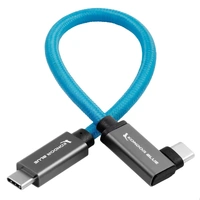 Kondor Blue Straight USB C Right Angle Braided Cable for High Speed Data and Power 18"