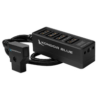 Kondor Blue 12V Metal D-TAP Hub Voltimeter 4 Way Port Powe Tap Splitter 1/4-20" BLACK