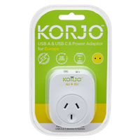 Korjo Plug Adaptor with USB A+C for Europe