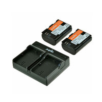 Jupio Twin Rechargeable Canon LP-E6 Battery + Charger Kit
