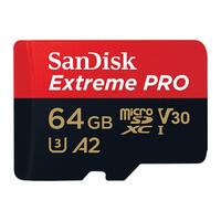 SanDisk 64GB Extreme Pro UHS-I microSDXC Memory Card with Adapter