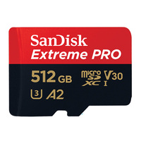 SanDisk Extreme Pro 512GB microSDXC UHS-I 170MB/s Memory Card with Adapter - V30