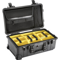 Pelican 1510SC Studio Case with Lid Organizer and Yellow Divider Set - Black