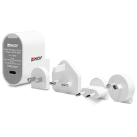 Lindy 18W USB Type C PD Charger with Multi-Country Plugs