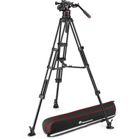 Manfrotto MVK612TWINMA 612 Nitrotech Fluid Video Head and Aluminum Twin Leg Tripod with Middle Spreader