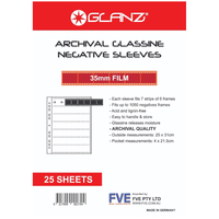 Glanz Glassine Archival Storage for 35mm Negatives - 25 Sheets of 7 Strips x 6 Frames