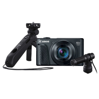 Canon SX740 HS Black Camera Vlogging Kit Includes Microphone + Tripod with Remote