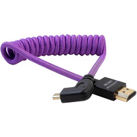 Kondor Blue Gerald Undone MK2 Coiled Left Angle Micro HDMI to Full HDMI for Sony/Fujifilm - 30cm to 30cm - Purple