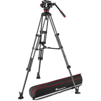 Manfrotto MVK504XTWINMC 504X Fluid Video Head & MVTTWINMC Carbon Fiber Tripod with Mid-Level Spreader
