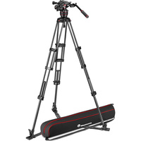 Manfrotto MVK608TWINGC 608 Nitrotech Fluid Video Head and Carbon Fiber Twin Leg Tripod with Ground Spreader