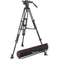 Manfrotto MVK608TWINMA 608 Nitrotech Fluid Video Head and Aluminium Twin Leg Tripod with Middle Spreader