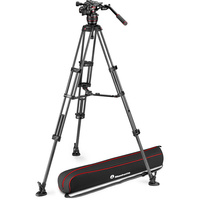 Manfrotto MVK608TWINMC 608 Nitrotech Fluid Video Head and Carbon Fiber Twin Leg Tripod with Middle Spreader