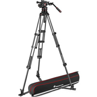Manfrotto MVK612TWINGC 612 Nitrotech Fluid Video Head and Carbon Fiber Twin Leg Tripod with Ground Spreader