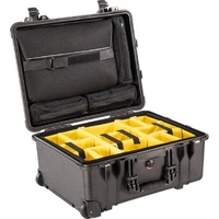 Pelican 1560 Case Studio with Dividers & Wheels - Black