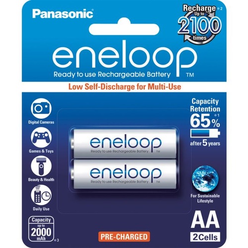 Eneloop AA 2 pk 2000mAh Rechargeable Batteries