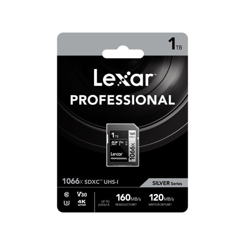 Lexar Pro 1TB 1066x SDXC Silver Card V30 UHS-I 120Mbs Write/160Mbs Write