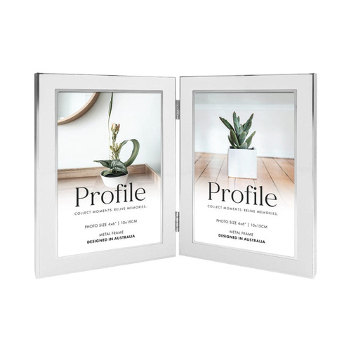 Profile Eternal White 5x7 Hinged Double Metal Photo Frame