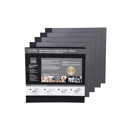 Profile Self Adhesive Refill 275x300 Black - 10 Pages (5 Sheets)