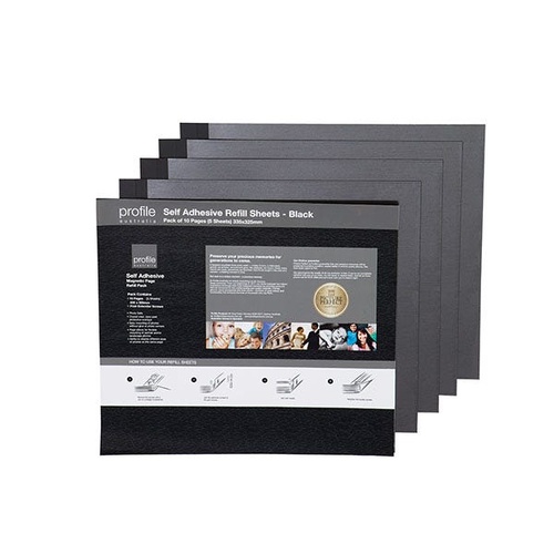 Profile Self Adhesive Refill 335x325 Black - 10 Pages (5 Sheets)