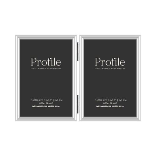 Profile Habitat Silver 2.5x3.5 inch Hinged Double Metal Photo Frame