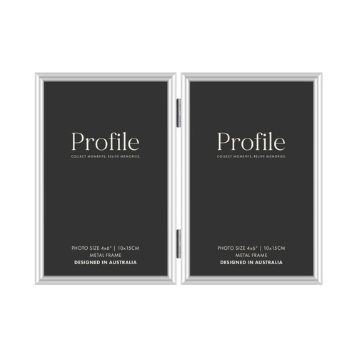 Profile Habitat Silver 4x6 (2) Hinged Metal Photo Frame